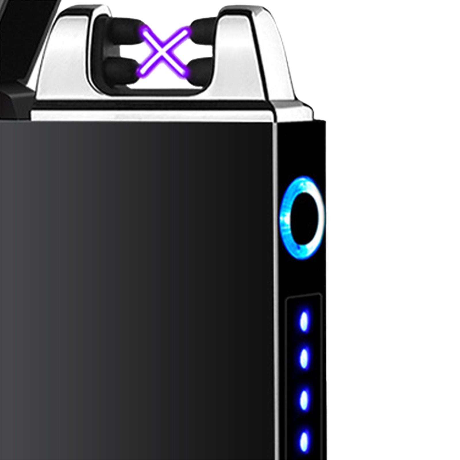 Double Arc Pulsing Cigarette Lighter Zinc Alloy Side Pressing Type Power Display Flameless Electric Lighter V1294-YM0521-3117220300111