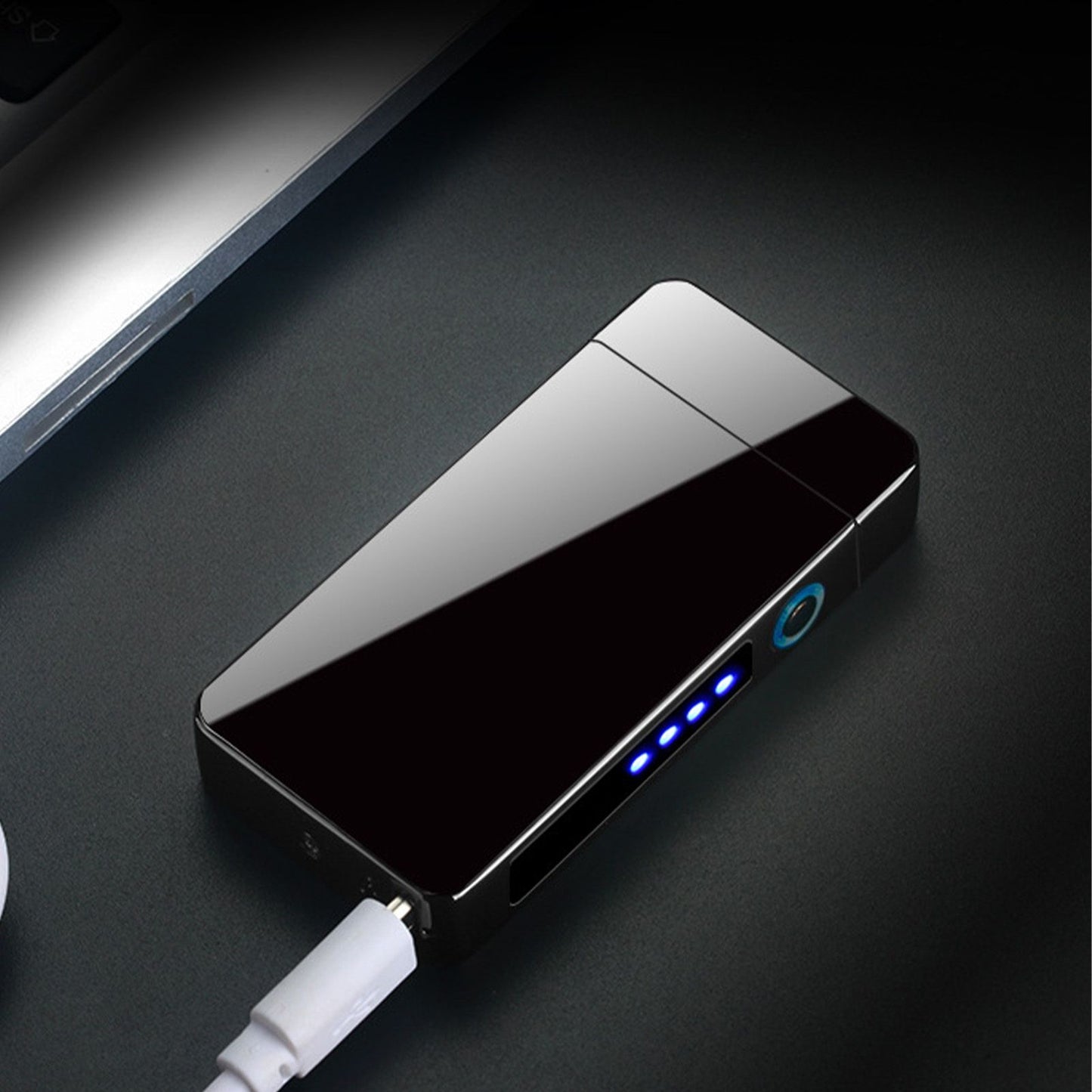 Double Arc Pulsing Cigarette Lighter Zinc Alloy Side Pressing Type Power Display Flameless Electric Lighter V1294-YM0521-3117220300111