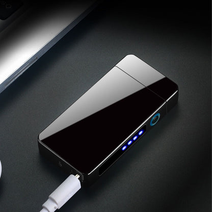Double Arc Pulsing Cigarette Lighter Zinc Alloy Side Pressing Type Power Display Flameless Electric Lighter V1294-YM0521-3117220300111