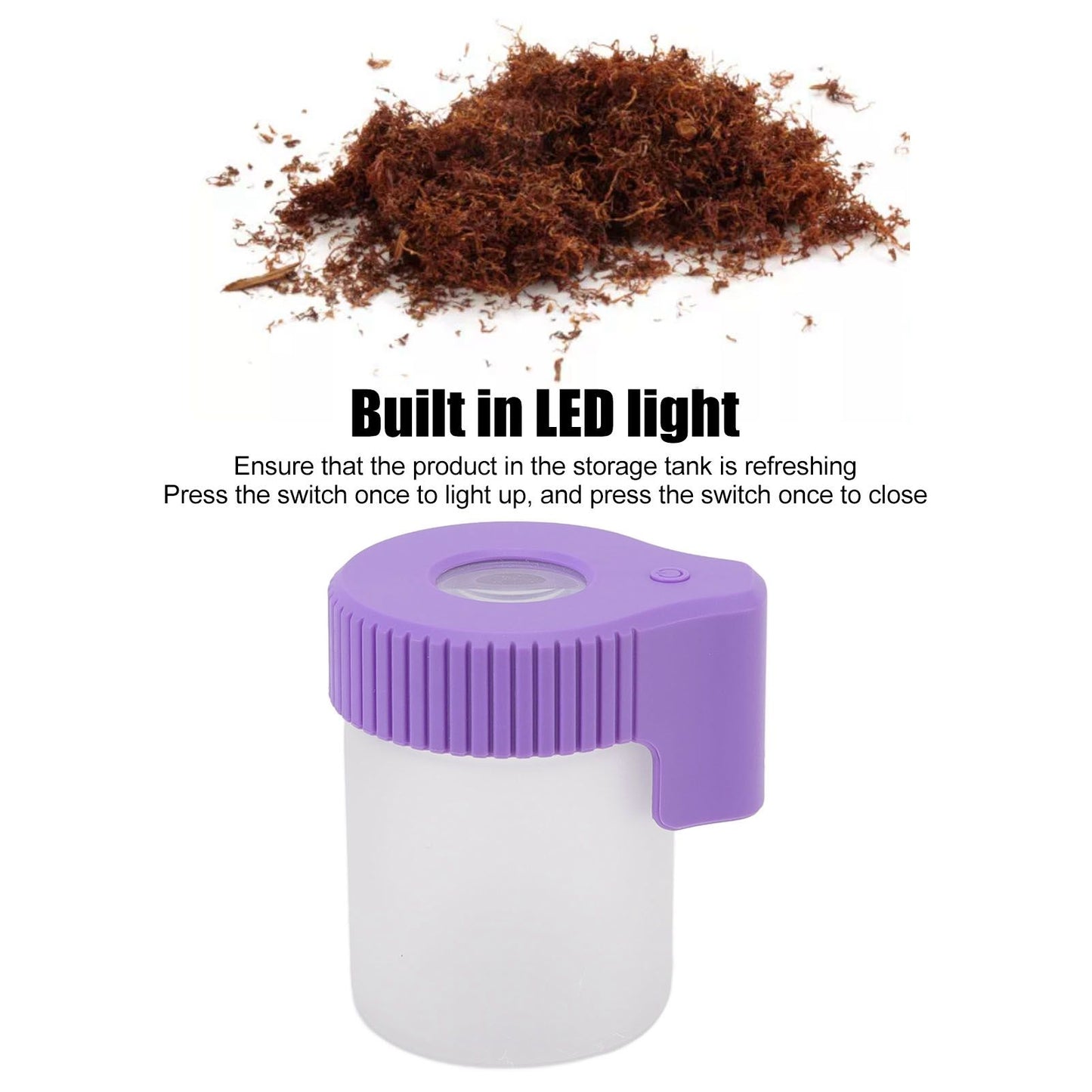 LED Magnifying Jar 8X Magnifying Viewing Jar Glass Shell Odor Proof Waterproof LED Storage Container for V1294-YM0521-3117220301611