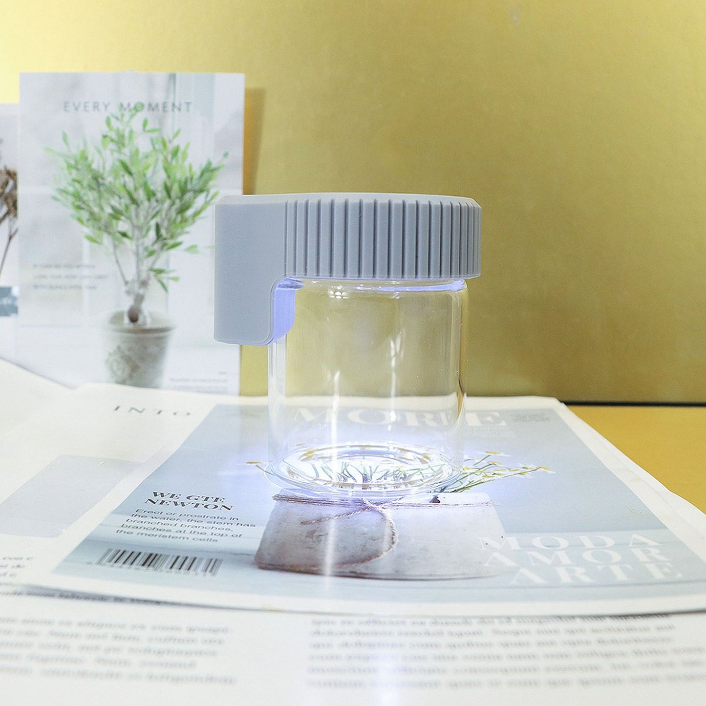 LED Magnifying Jar 8X Magnifying Viewing Jar Glass Shell Odor Proof Waterproof LED Storage Container for V1294-YM0521-3117220301611