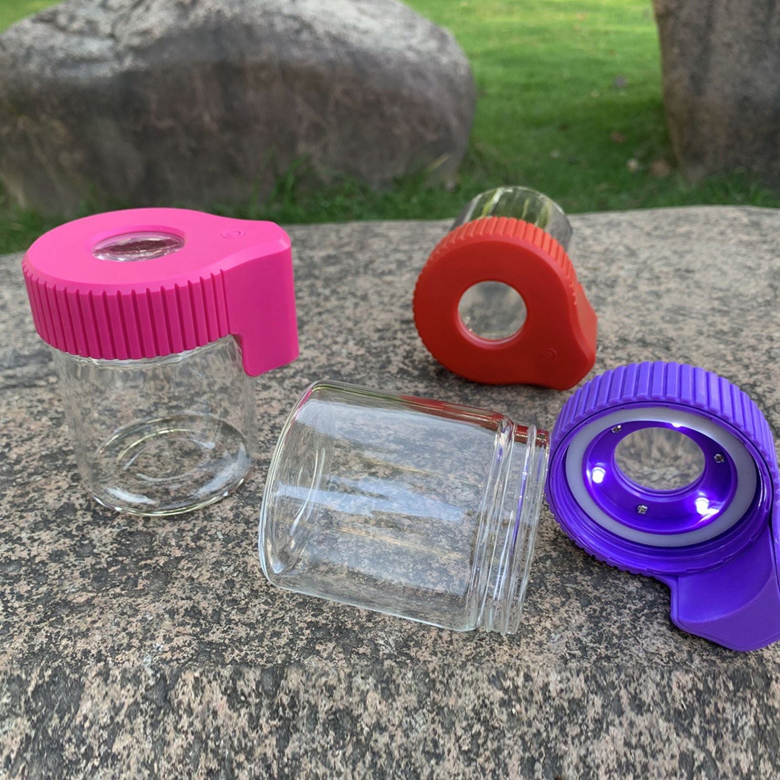 LED Magnifying Jar 8X Magnifying Viewing Jar Glass Shell Odor Proof Waterproof LED Storage Container for V1294-YM0521-3117220301611