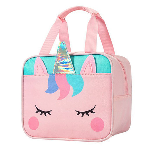 Children Lunch Bag Kindergarten Students Cartoon Portable Insulated Thermal Lunch Box Bag Pink V1294-YM0521-3117220302211