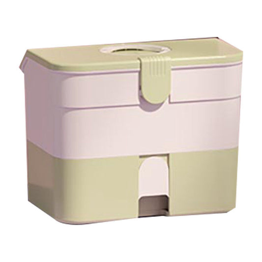 Cosmetic Storage Box 2 Layers Drawer Large Capacity Portable Makeup Storage Box with Handle for Nail Polish V1294-YM0521-3117220310313