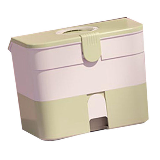 Cosmetic Storage Box 2 Layers Drawer Large Capacity Portable Makeup Storage Box with Handle for Nail Polish V1294-YM0521-3117220310313