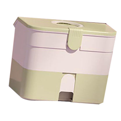 Cosmetic Storage Box 2 Layers Drawer Large Capacity Portable Makeup Storage Box with Handle for Nail Polish V1294-YM0521-3117220310313