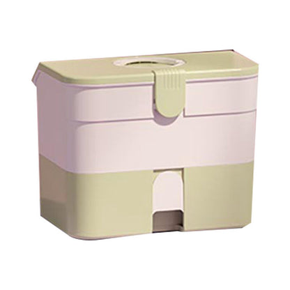Cosmetic Storage Box 2 Layers Drawer Large Capacity Portable Makeup Storage Box with Handle for Nail Polish V1294-YM0521-3117220310313