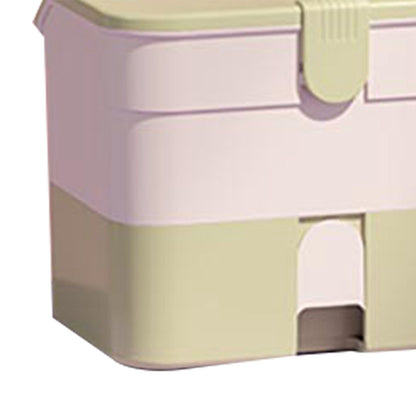Cosmetic Storage Box 2 Layers Drawer Large Capacity Portable Makeup Storage Box with Handle for Nail Polish V1294-YM0521-3117220310313