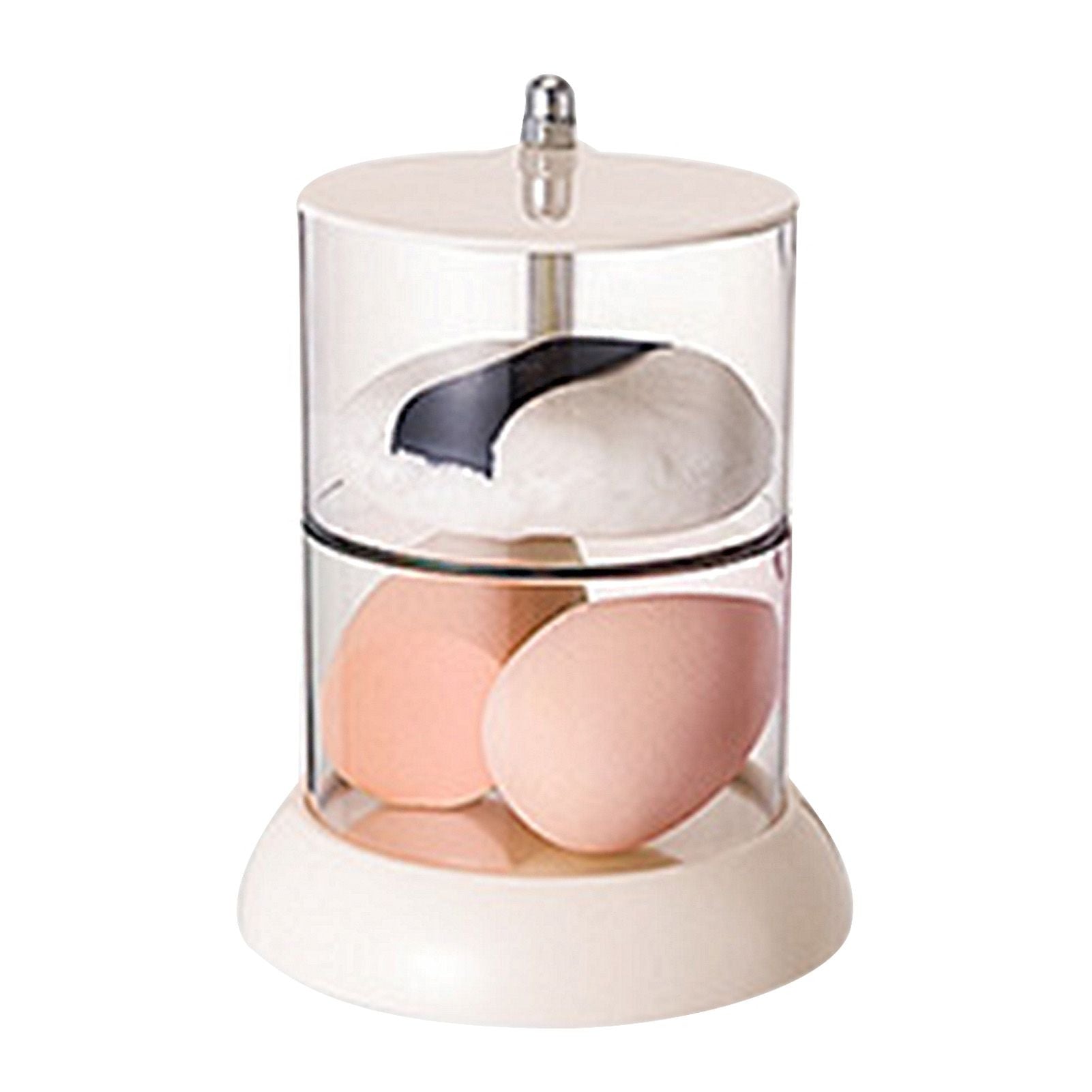 Multi Layer Powder Puff Organizer Breathable Dustproof Earring White Rotatable Container for Home 2 Tiers V1294-YM0521-3117220311313