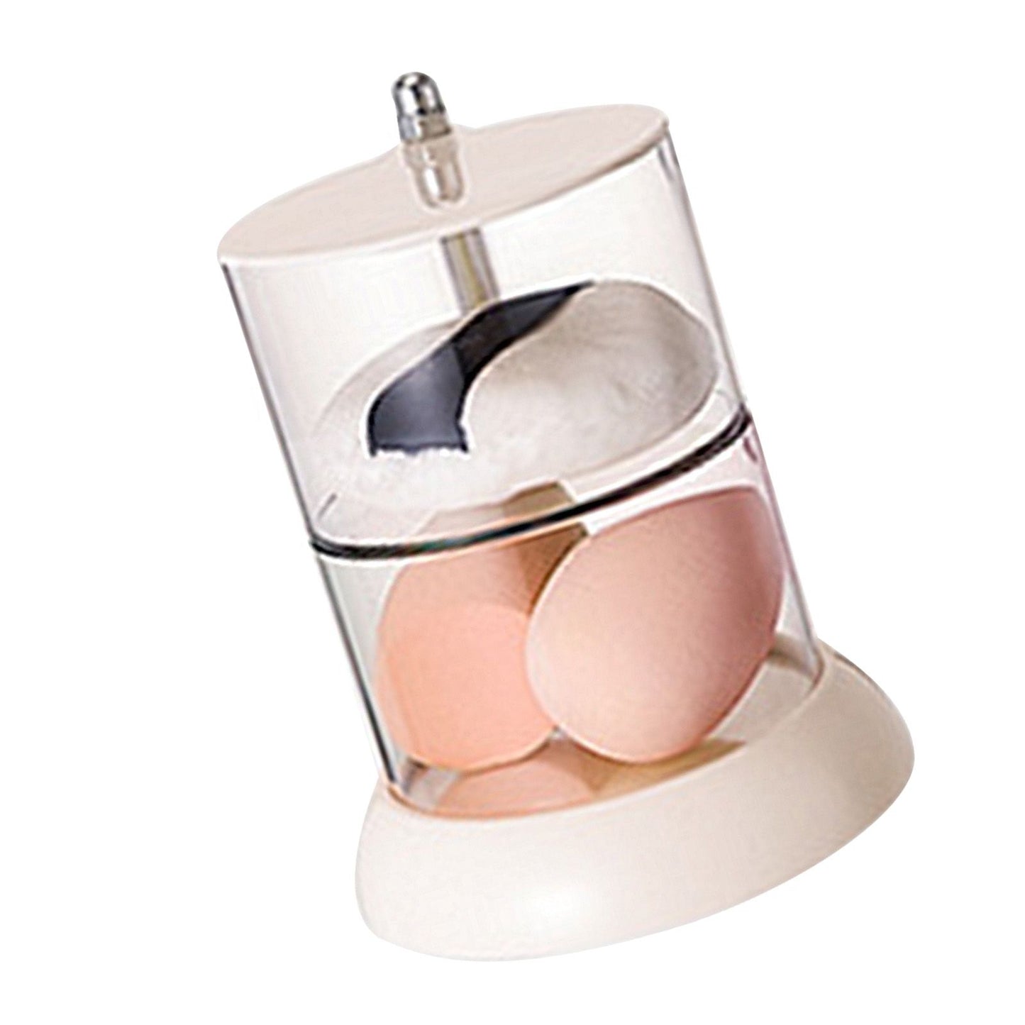 Multi Layer Powder Puff Organizer Breathable Dustproof Earring White Rotatable Container for Home 2 Tiers V1294-YM0521-3117220311313