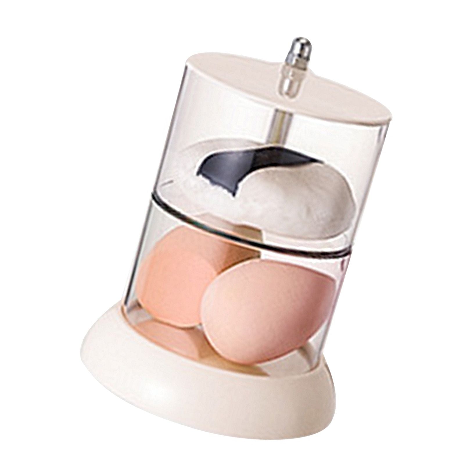Multi Layer Powder Puff Organizer Breathable Dustproof Earring White Rotatable Container for Home 2 Tiers V1294-YM0521-3117220311313