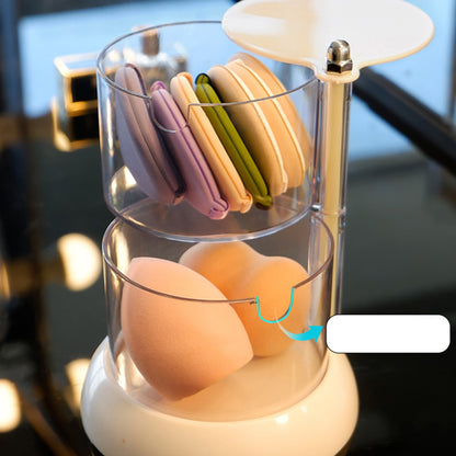 Multi Layer Powder Puff Organizer Breathable Dustproof Earring White Rotatable Container for Home 2 Tiers V1294-YM0521-3117220311313