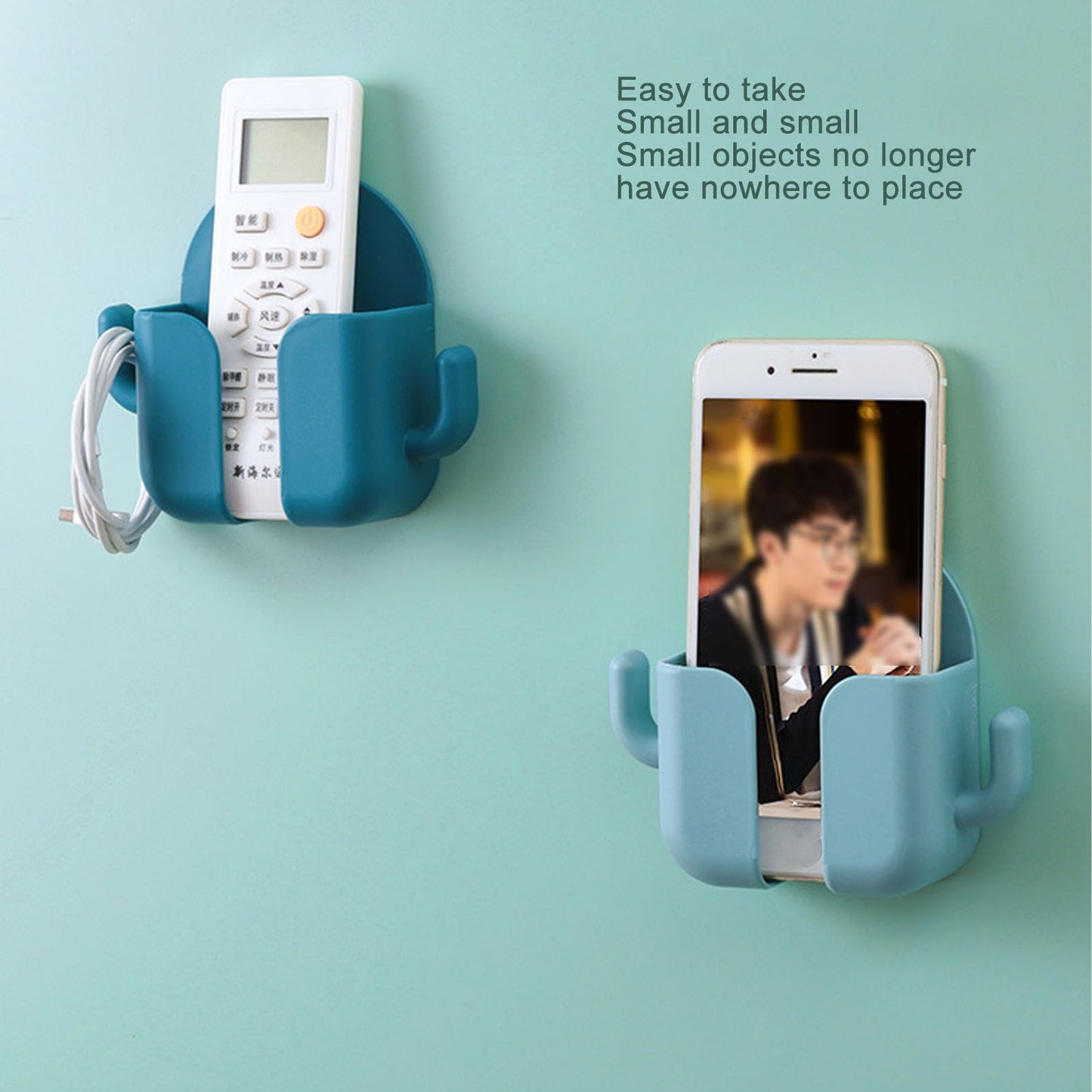 Self Adhesive Wall Mount Cell Phone Holder Wall Mount Phone Charging Holder for Home Office Bedroom Green V1294-YM0521-3117230003014
