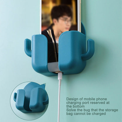 Self Adhesive Wall Mount Cell Phone Holder Wall Mount Phone Charging Holder for Home Office Bedroom Green V1294-YM0521-3117230003014