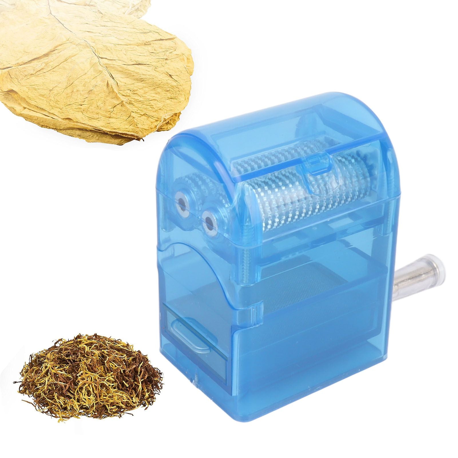 Hand Crank Crusher Tobacco Cutter Portable Smoking Grinder With Tobacco Storage Case Blue V1294-YM0521-3117230004212