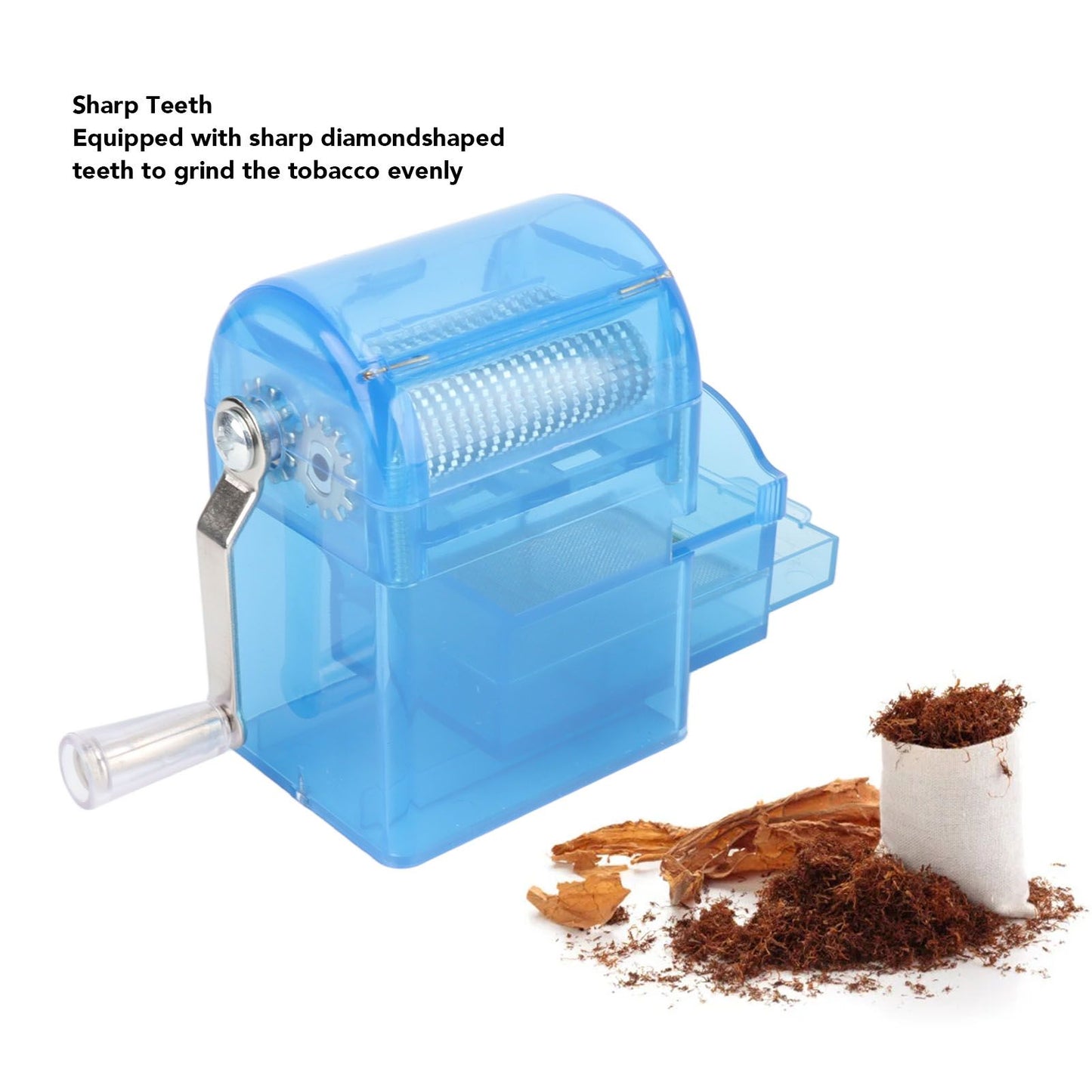 Hand Crank Crusher Tobacco Cutter Portable Smoking Grinder With Tobacco Storage Case Blue V1294-YM0521-3117230004212