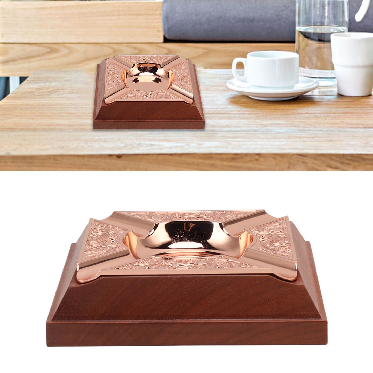 Engraved Print Cigar Ashtray Plated Vintage Practical Household Cigarette Ashtray for Home Copper Plating V1294-YM0521-3117230006111