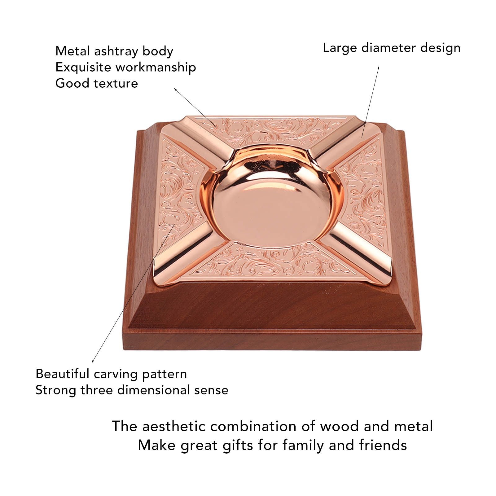 Engraved Print Cigar Ashtray Plated Vintage Practical Household Cigarette Ashtray for Home Copper Plating V1294-YM0521-3117230006111