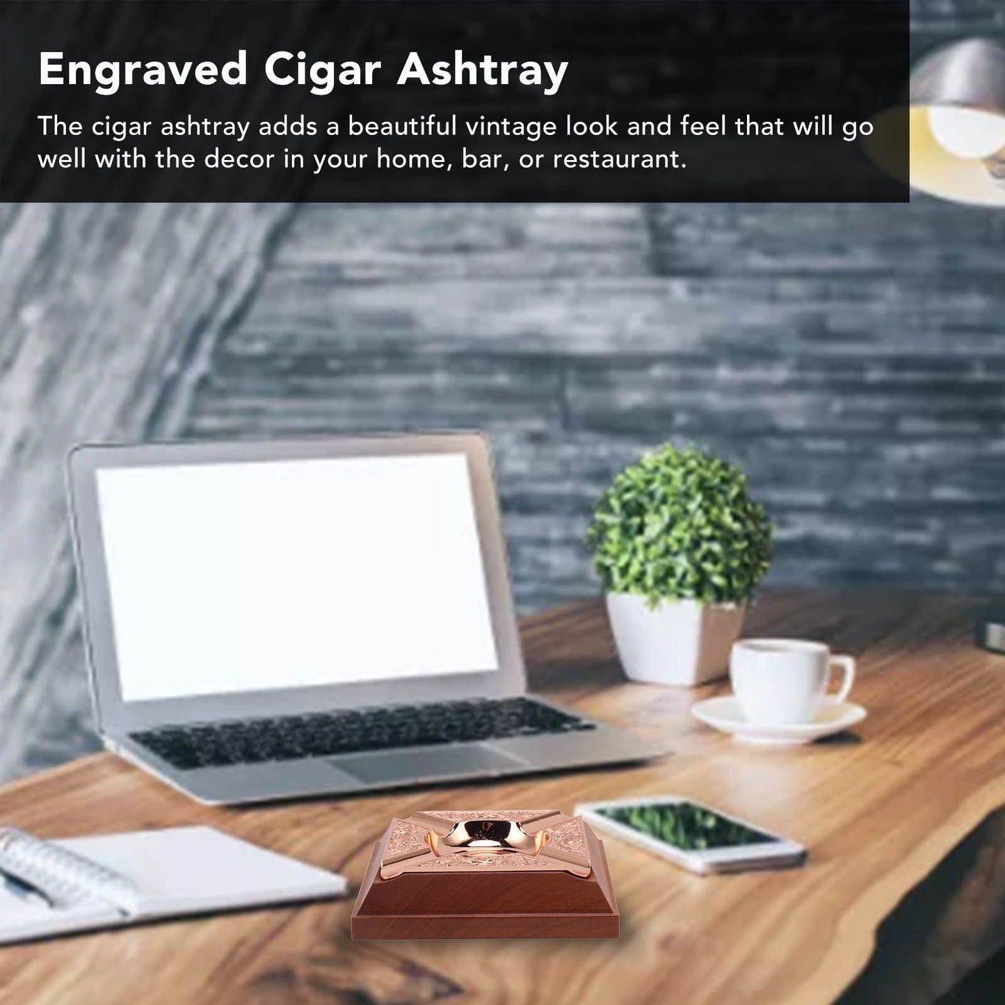Engraved Print Cigar Ashtray Plated Vintage Practical Household Cigarette Ashtray for Home Copper Plating V1294-YM0521-3117230006111