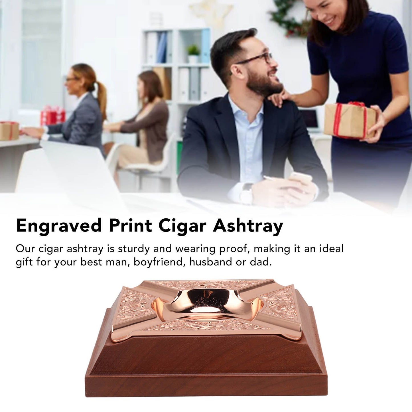 Engraved Print Cigar Ashtray Plated Vintage Practical Household Cigarette Ashtray for Home Copper Plating V1294-YM0521-3117230006111