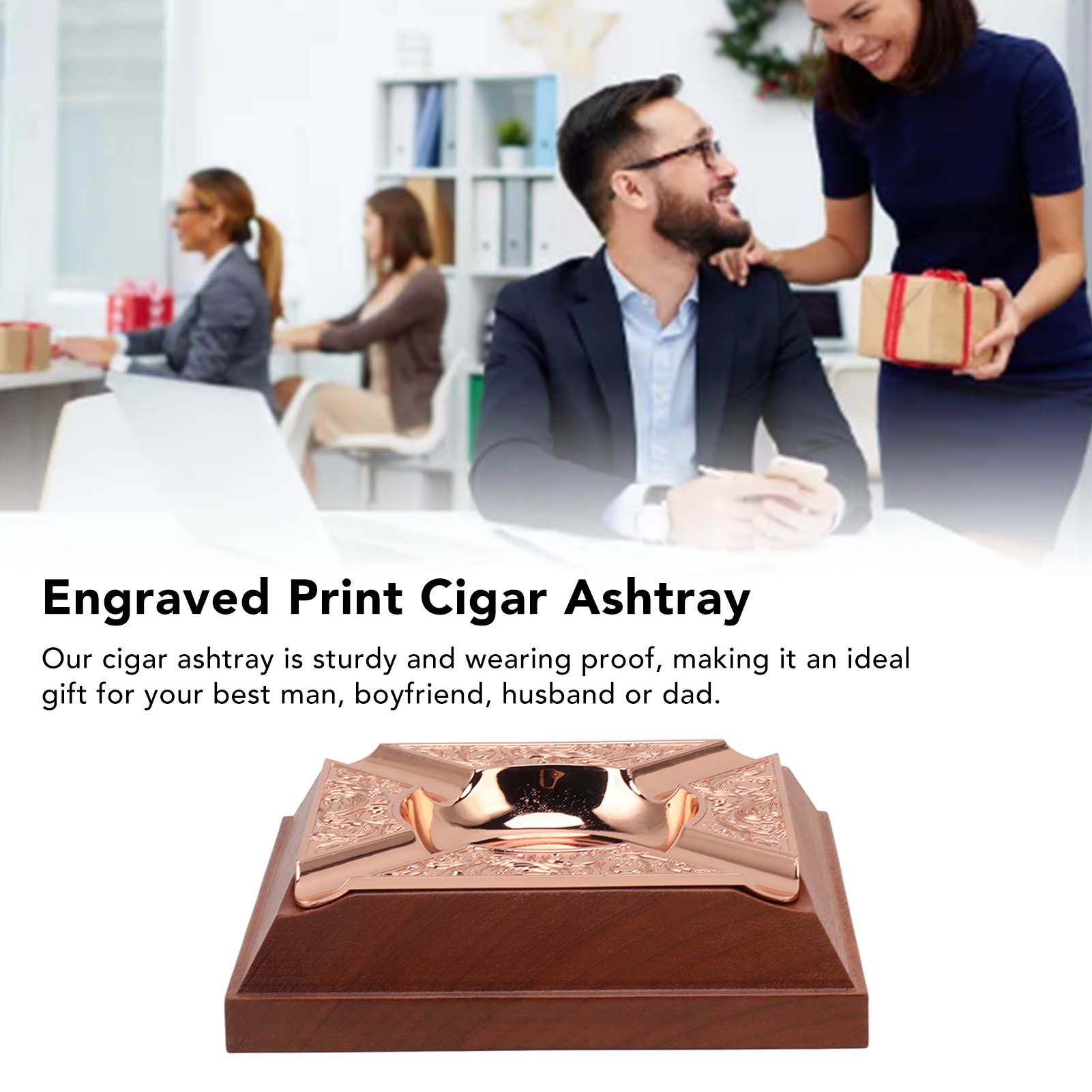 Engraved Print Cigar Ashtray Plated Vintage Practical Household Cigarette Ashtray for Home Copper Plating V1294-YM0521-3117230006111
