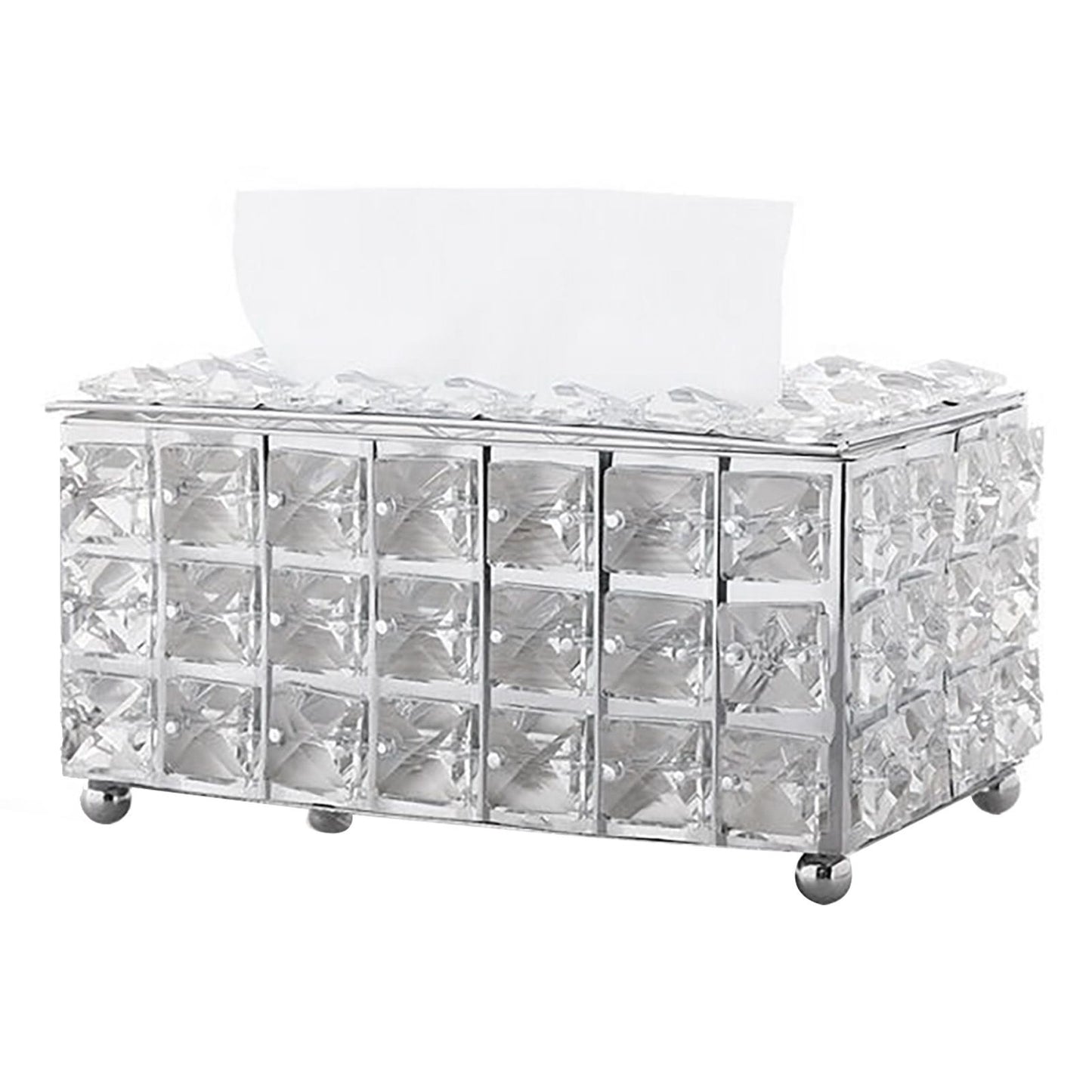 Facial Tissue Holder Light Luxury Crystal Metal Silver Tissue Dispenser Box for Living Room V1294-YM0521-3117230008311