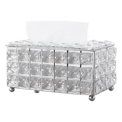 Facial Tissue Holder Light Luxury Crystal Metal Silver Tissue Dispenser Box for Living Room V1294-YM0521-3117230008311