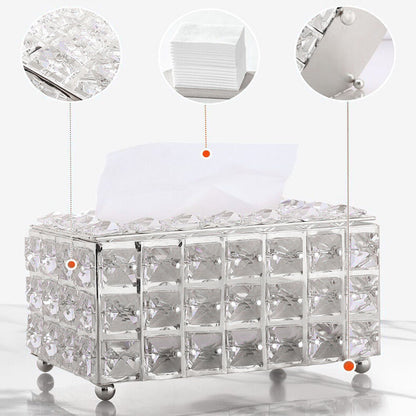 Facial Tissue Holder Light Luxury Crystal Metal Silver Tissue Dispenser Box for Living Room V1294-YM0521-3117230008311