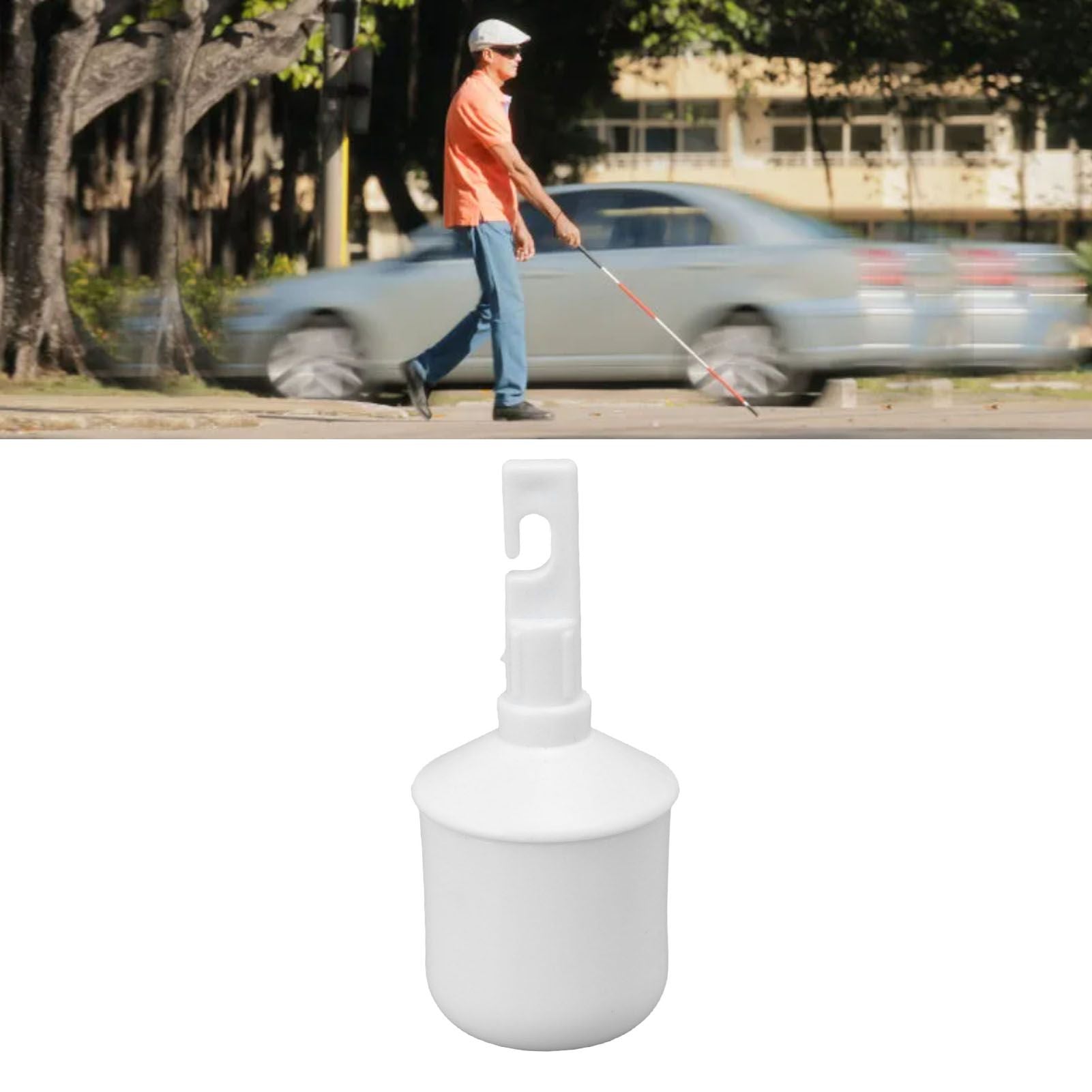 Blind Walking Cane Tip ABS Touchdown Lighting Self Standing Cane Roller Tip with Light for Travel Hiking V1294-YM0521-3117230008711