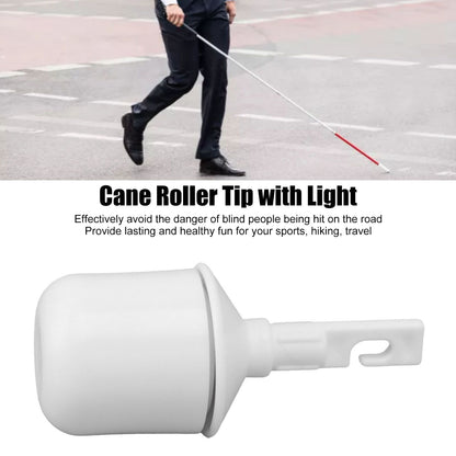 Blind Walking Cane Tip ABS Touchdown Lighting Self Standing Cane Roller Tip with Light for Travel Hiking V1294-YM0521-3117230008711