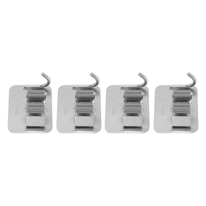 4Pcs Silver Mop Broom Holder with Hook Wall Mounted 304 Stainless Steel Mop Clip Holder V1294-YM0521-3117230009711