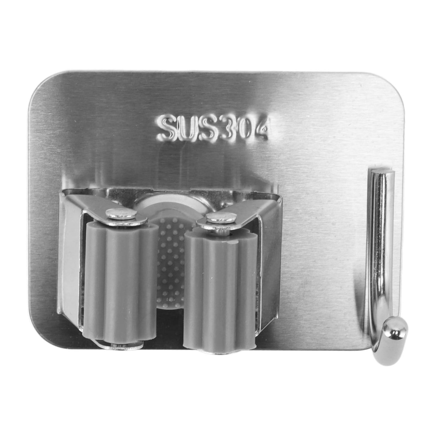 4Pcs Silver Mop Broom Holder with Hook Wall Mounted 304 Stainless Steel Mop Clip Holder V1294-YM0521-3117230009711