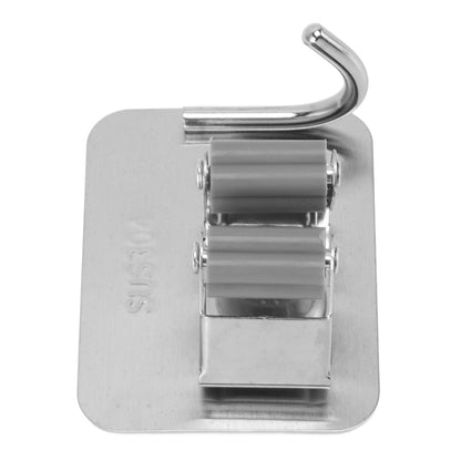 4Pcs Silver Mop Broom Holder with Hook Wall Mounted 304 Stainless Steel Mop Clip Holder V1294-YM0521-3117230009711