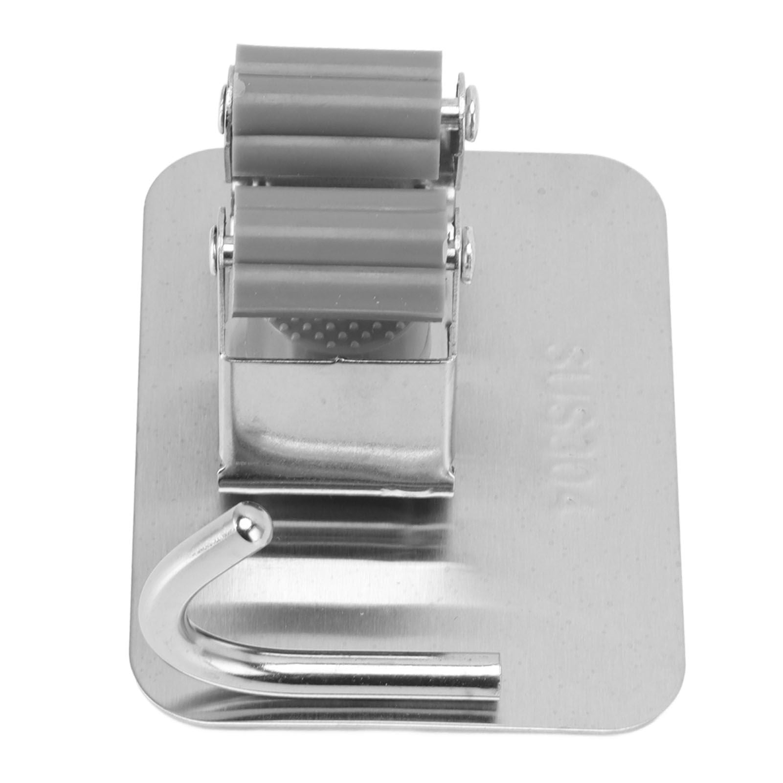 4Pcs Silver Mop Broom Holder with Hook Wall Mounted 304 Stainless Steel Mop Clip Holder V1294-YM0521-3117230009711