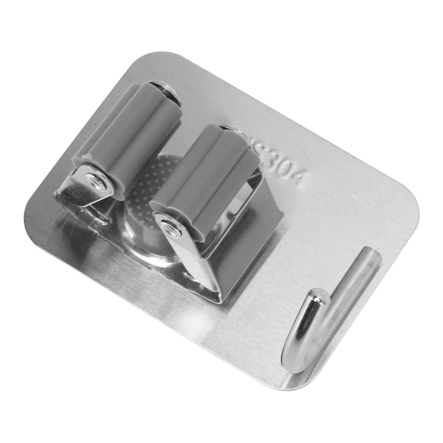 4Pcs Silver Mop Broom Holder with Hook Wall Mounted 304 Stainless Steel Mop Clip Holder V1294-YM0521-3117230009711