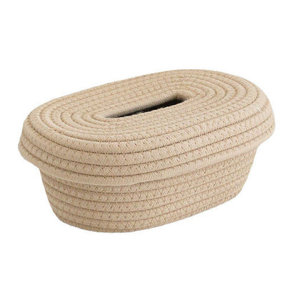 Tissue Box Cover Handmade Cotton Rope Napkin Tissue Holder Decorative Household Desktop Tissue Storage Box V1294-YM0521-3117230012011