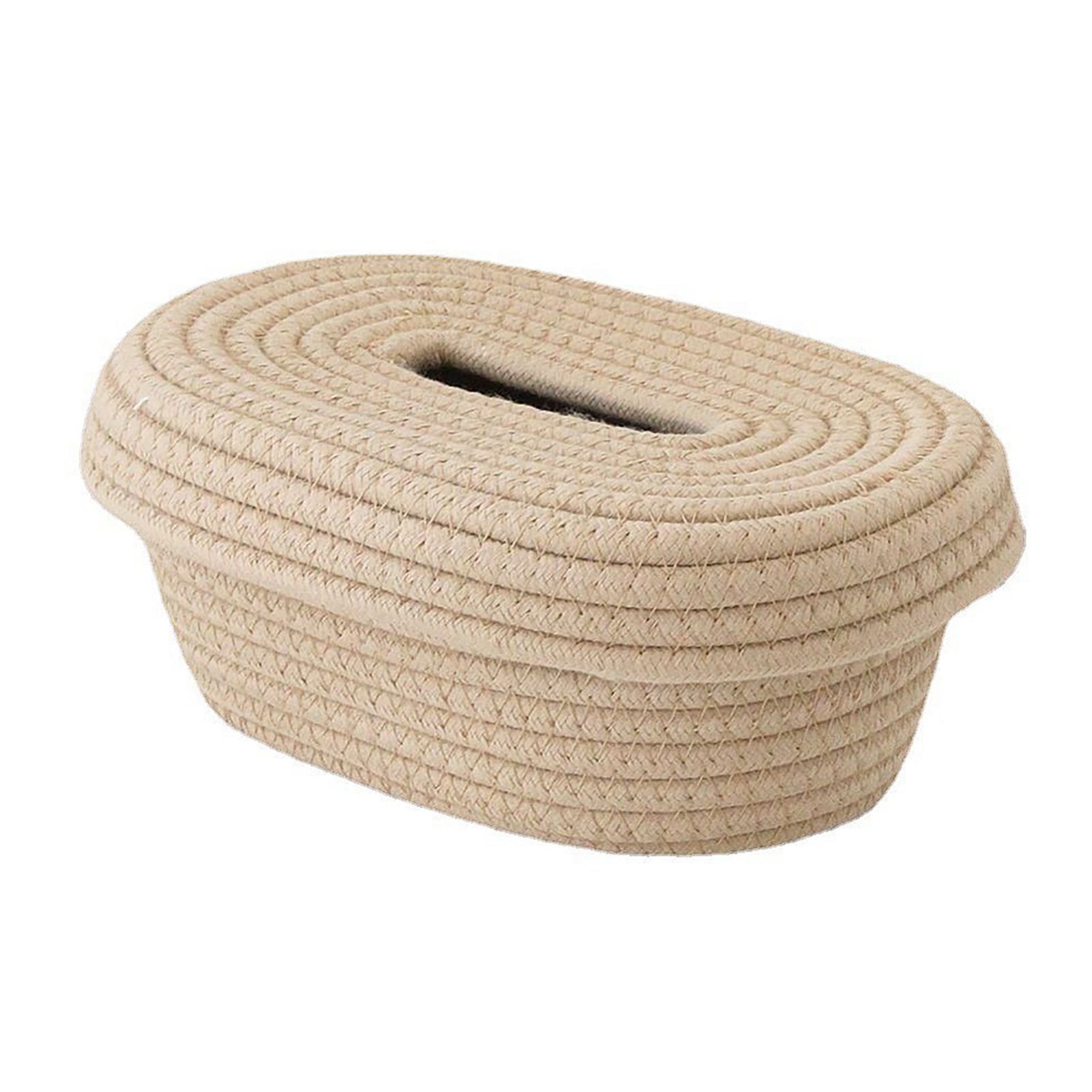 Tissue Box Cover Handmade Cotton Rope Napkin Tissue Holder Decorative Household Desktop Tissue Storage Box V1294-YM0521-3117230012011