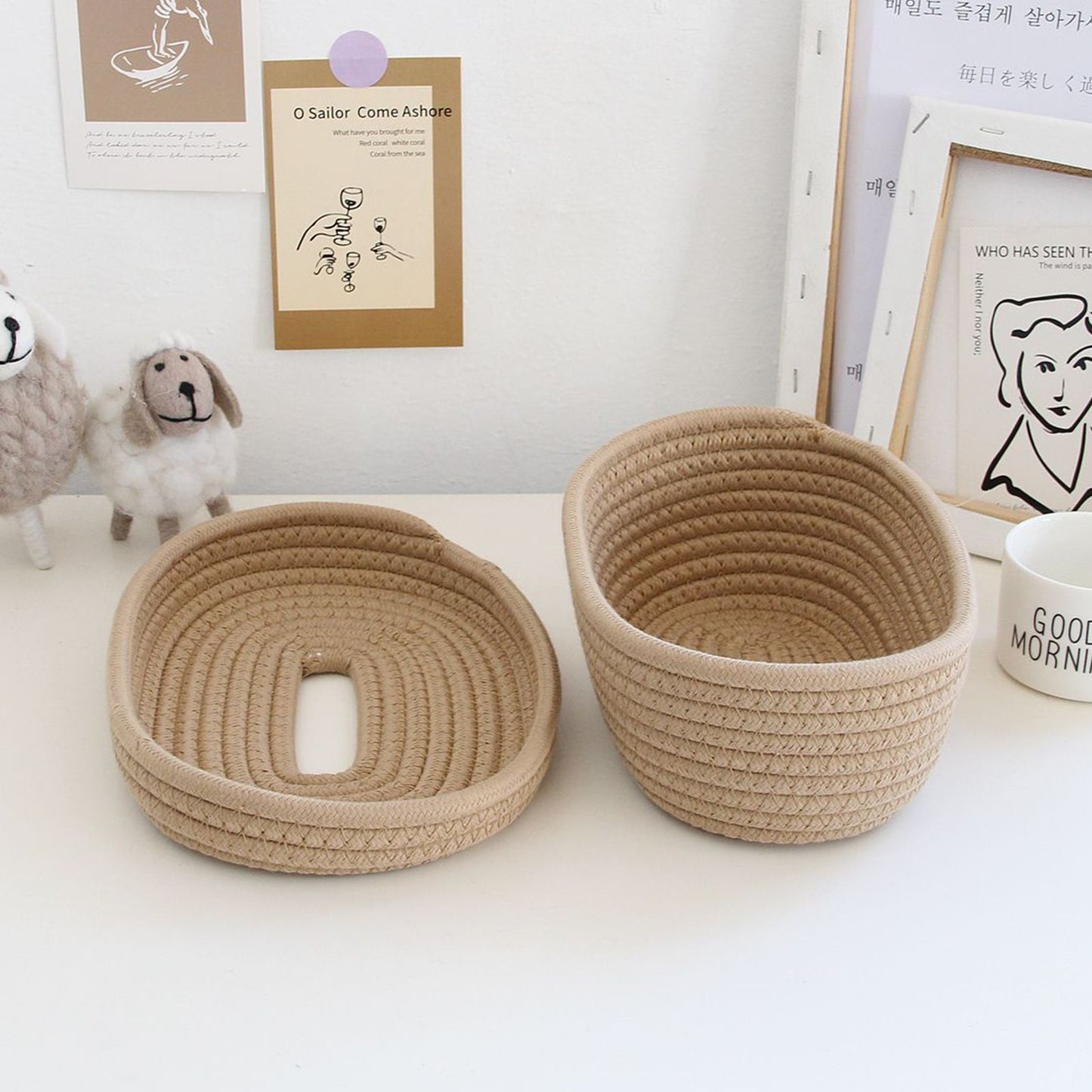 Tissue Box Cover Handmade Cotton Rope Napkin Tissue Holder Decorative Household Desktop Tissue Storage Box V1294-YM0521-3117230012011