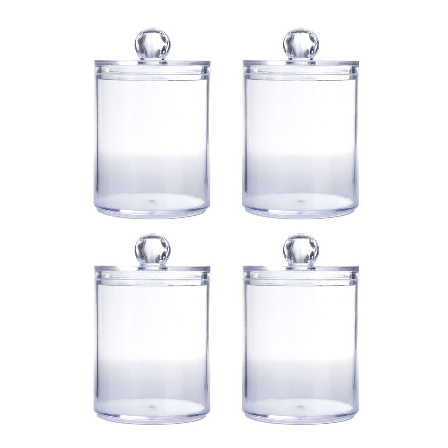 4Pcs Storage Jar Clear Round PS Plastic Bathroom Canister Set for Qtips Cotton Swabs Balls Cosmetic Pads V1294-YM0521-3117230012311