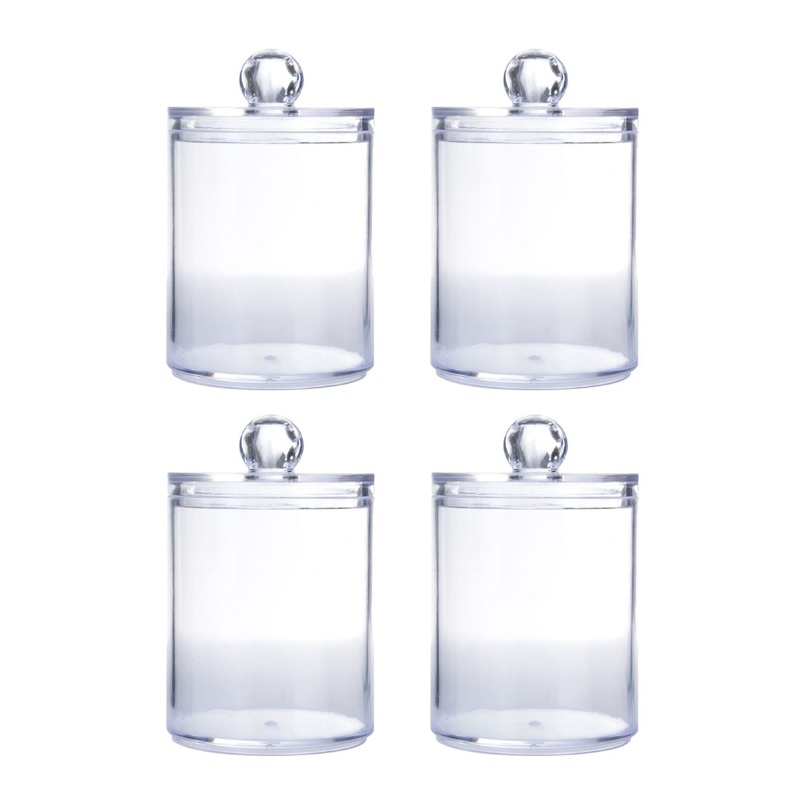 4Pcs Storage Jar Clear Round PS Plastic Bathroom Canister Set for Qtips Cotton Swabs Balls Cosmetic Pads V1294-YM0521-3117230012311