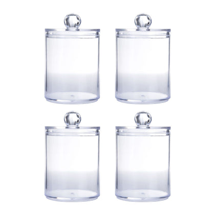 4Pcs Storage Jar Clear Round PS Plastic Bathroom Canister Set for Qtips Cotton Swabs Balls Cosmetic Pads V1294-YM0521-3117230012311