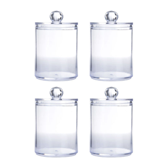 4Pcs Storage Jar Clear Round PS Plastic Bathroom Canister Set for Qtips Cotton Swabs Balls Cosmetic Pads V1294-YM0521-3117230012311