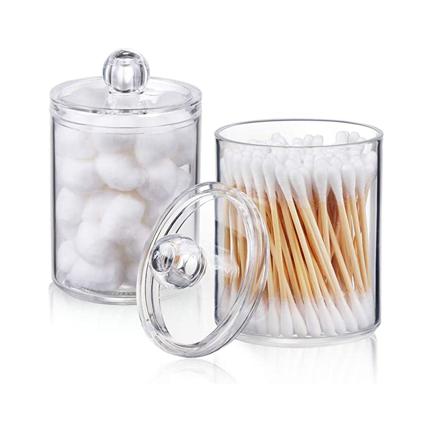 4Pcs Storage Jar Clear Round PS Plastic Bathroom Canister Set for Qtips Cotton Swabs Balls Cosmetic Pads V1294-YM0521-3117230012311