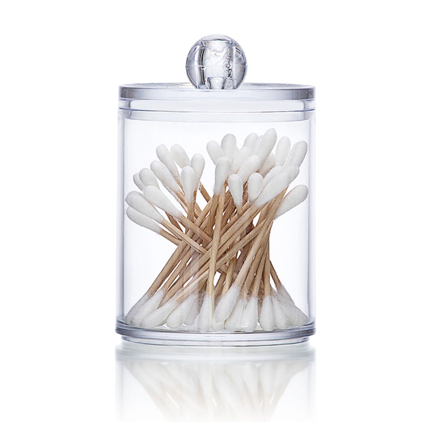 4Pcs Storage Jar Clear Round PS Plastic Bathroom Canister Set for Qtips Cotton Swabs Balls Cosmetic Pads V1294-YM0521-3117230012311