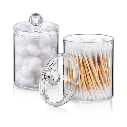 4Pcs Storage Jar Clear Round PS Plastic Bathroom Canister Set for Qtips Cotton Swabs Balls Cosmetic Pads V1294-YM0521-3117230012311