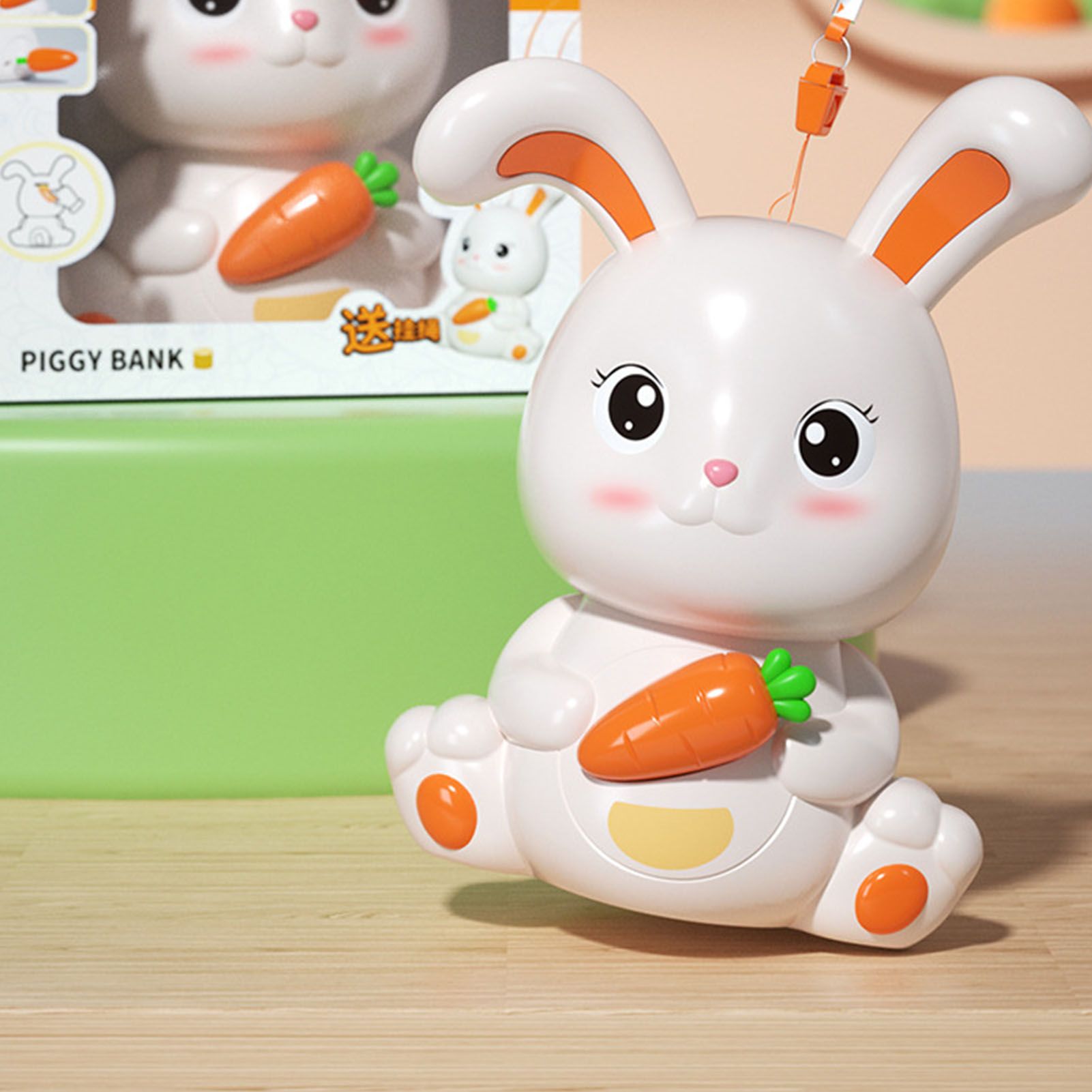 Piggy Bank Plastic Cute Rabbit Shape Fall Prevention Large Capacity Bunny Money Box for Children Gift V1294-YM0521-3117230016811