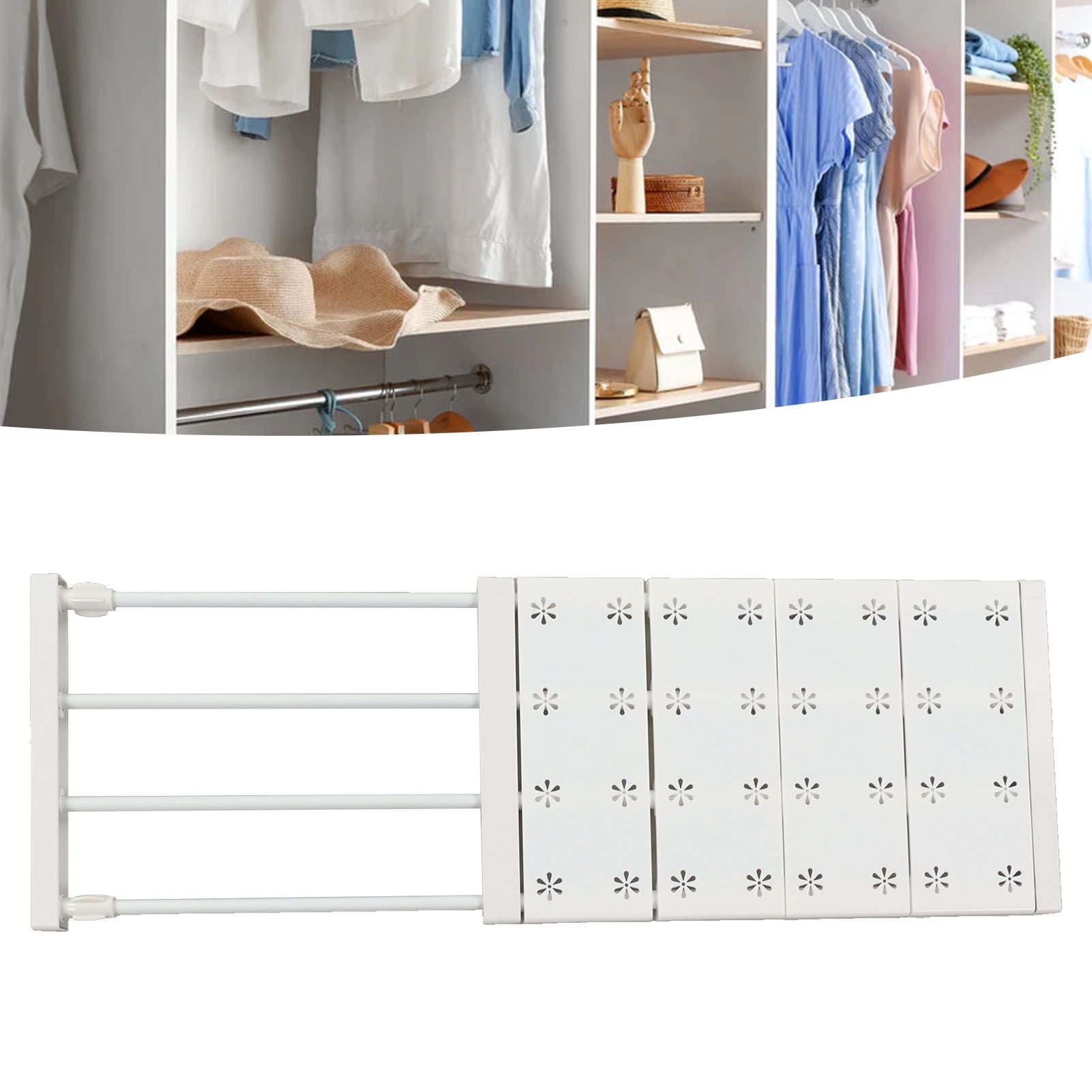 Wardrobe Partition Board Storage Extendable Rod Space Saving Layered Partition Board for Cabinet 18.9-31.5in V1294-YM0521-3117230020113