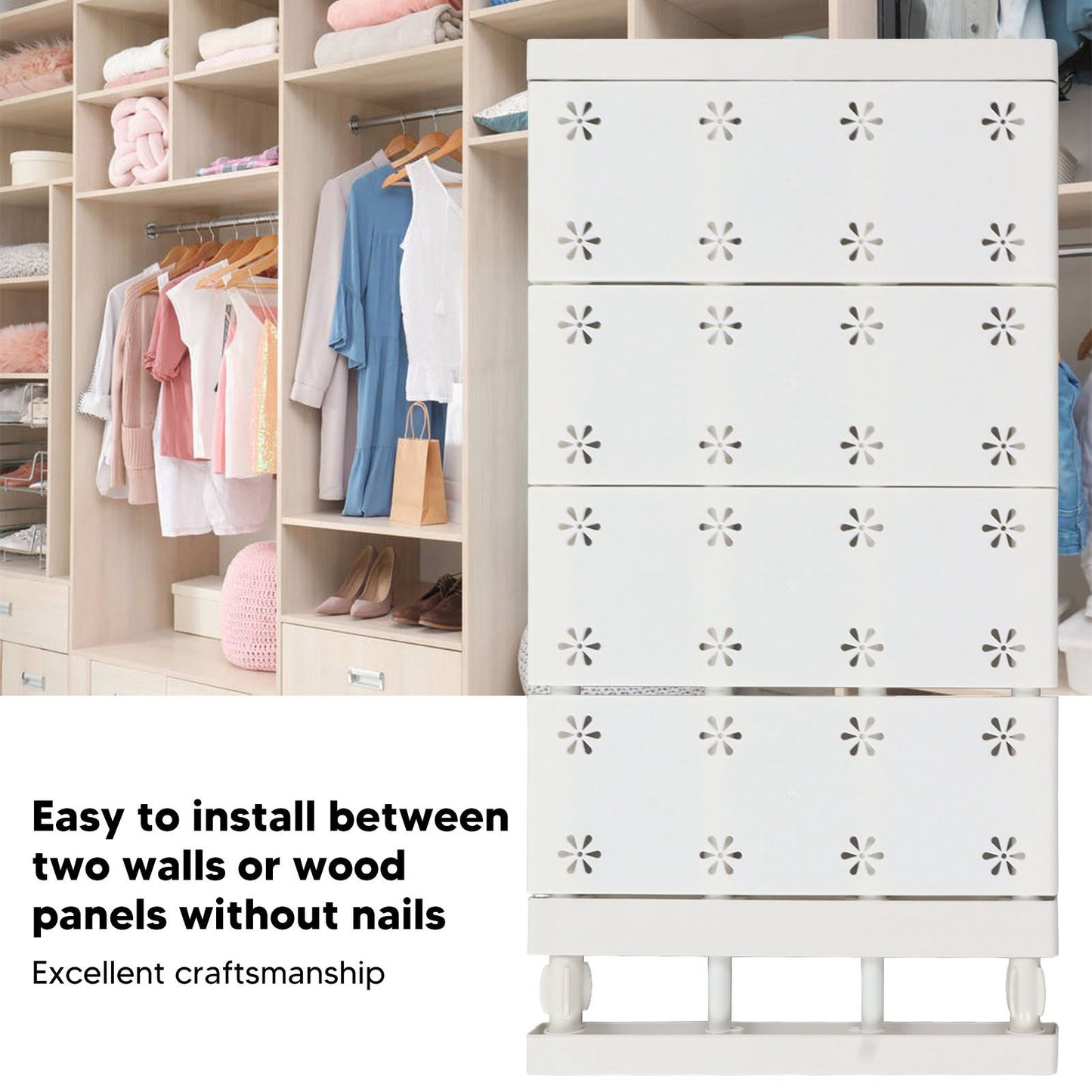 Wardrobe Partition Board Storage Extendable Rod Space Saving Layered Partition Board for Cabinet 18.9-31.5in V1294-YM0521-3117230020113