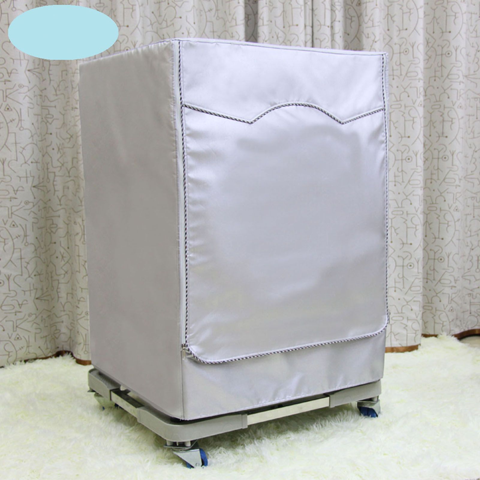 Washing Machine Cover Waterproof Dustproof Sunscreen for Fully Automatic Washer Silvering Oxford Cloth Piping V1294-YM0521-3117230020611