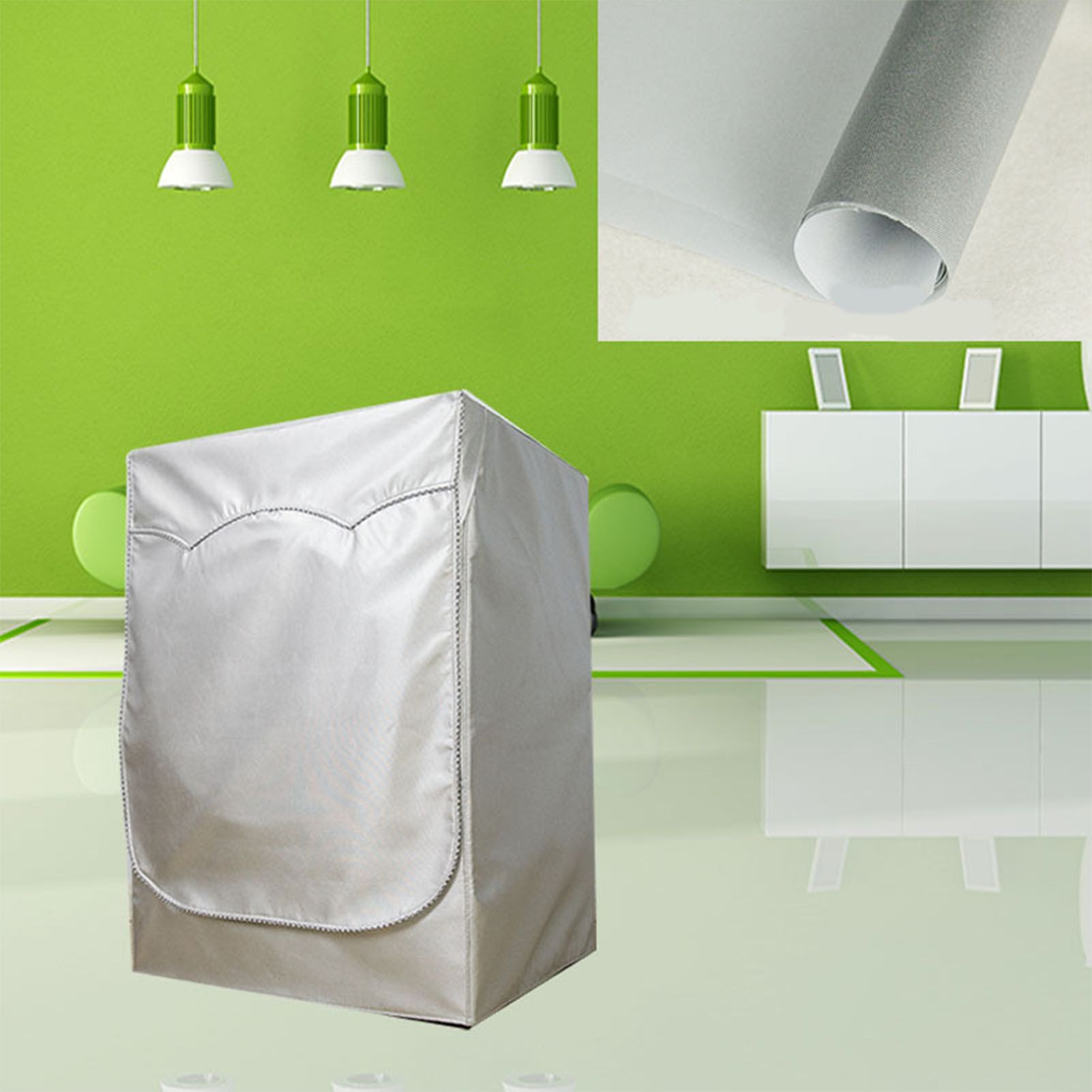 Washing Machine Cover Waterproof Dustproof Sunscreen for Fully Automatic Washer Silvering Oxford Cloth Piping V1294-YM0521-3117230020611